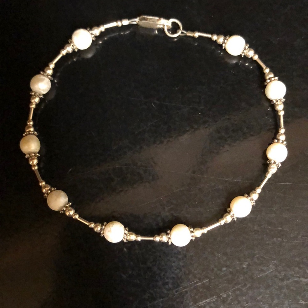 STERLING SILVER PEARL ANKLE BRACELET